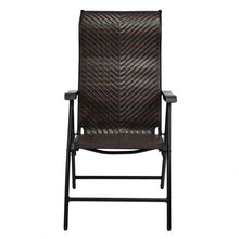 Load image into Gallery viewer, Outdoor Folding Steel Frame Rattan Patio Chair with Armrest in Brown