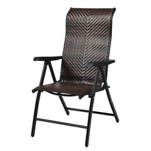 Load image into Gallery viewer, Outdoor Folding Steel Frame Rattan Patio Chair with Armrest in Brown