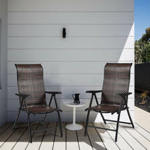 Load image into Gallery viewer, Outdoor Folding Steel Frame Rattan Patio Chair with Armrest in Brown