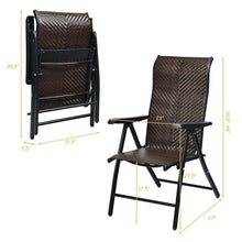Load image into Gallery viewer, Outdoor Folding Steel Frame Rattan Patio Chair with Armrest in Brown