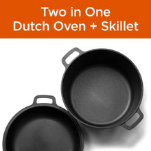 Load image into Gallery viewer, Cast Iron 5-Quart Pre-Seasoned Dutch Oven with 2-in-1 Skillet Lid 10.25-inch