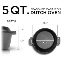 Load image into Gallery viewer, Cast Iron 5-Quart Pre-Seasoned Dutch Oven with 2-in-1 Skillet Lid 10.25-inch