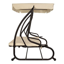 Load image into Gallery viewer, Outdoor 3-Seat Canopy Swing with Beige Cushions for Patio Deck or Porch