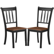 Load image into Gallery viewer, Set of 2 Solid Wood Black Mission Style Armless Dining Chairs with Brown Seat