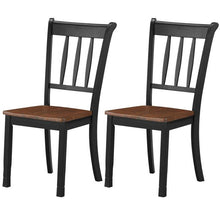 Load image into Gallery viewer, Set of 2 Solid Wood Black Mission Style Armless Dining Chairs with Brown Seat