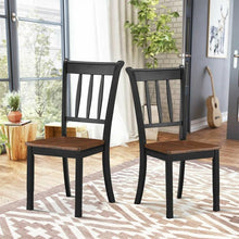 Load image into Gallery viewer, Set of 2 Solid Wood Black Mission Style Armless Dining Chairs with Brown Seat