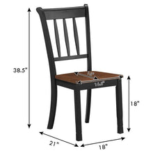 Load image into Gallery viewer, Set of 2 Solid Wood Black Mission Style Armless Dining Chairs with Brown Seat