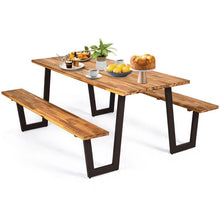 Load image into Gallery viewer, Modern Wooden Picnic Table with 2 Benches Outdoor Patio Dining Set