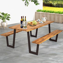 Load image into Gallery viewer, Modern Wooden Picnic Table with 2 Benches Outdoor Patio Dining Set