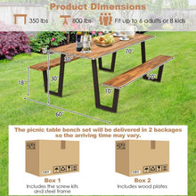 Load image into Gallery viewer, Modern Wooden Picnic Table with 2 Benches Outdoor Patio Dining Set