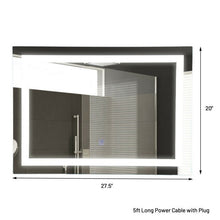Load image into Gallery viewer, 27.5 inch LED Touch Sensor Wall Mounted Corded Bathroom Mirror