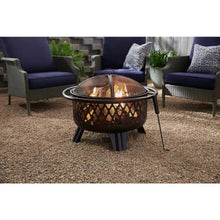 Load image into Gallery viewer, 30-inch Black Steel Outdoor Fire Pit Grill with Screen and Poker