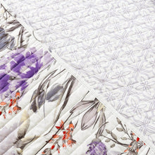 Load image into Gallery viewer, Full/Queen Size Lightweight Purple Grey White Floral Quilt Set