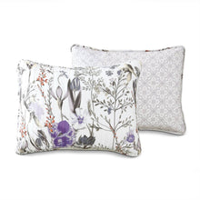 Load image into Gallery viewer, Full/Queen Size Lightweight Purple Grey White Floral Quilt Set