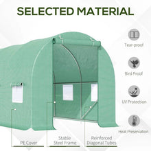 Load image into Gallery viewer, 14.5 ft x 6.3 ft Outdoor Greenhouse with Green PE Cover and Sturdy Steel Frame