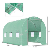 Load image into Gallery viewer, 14.5 ft x 6.3 ft Outdoor Greenhouse with Green PE Cover and Sturdy Steel Frame