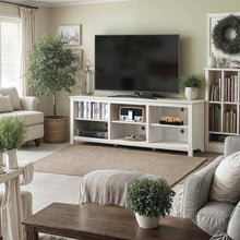 Load image into Gallery viewer, Farmhouse TV Stand in White Wood Grain Finish - for TVs up to 70-inch