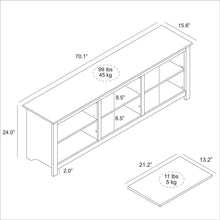 Load image into Gallery viewer, Farmhouse TV Stand in White Wood Grain Finish - for TVs up to 70-inch