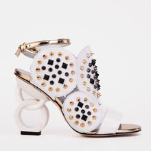 Load image into Gallery viewer, The Infanta White Spike Leather Ankle Strap Women Sandal