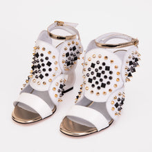 Load image into Gallery viewer, The Infanta White Spike Leather Ankle Strap Women Sandal
