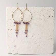 Load image into Gallery viewer, Aquamarine Mini Swing Hoop Earrings