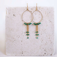 Load image into Gallery viewer, Aquamarine Mini Swing Hoop Earrings