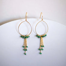 Load image into Gallery viewer, Aquamarine Mini Swing Hoop Earrings
