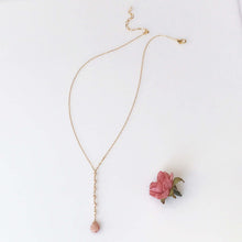 Load image into Gallery viewer, Peach Moonstone Yoga Pendant Necklace