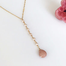 Load image into Gallery viewer, Peach Moonstone Yoga Pendant Necklace
