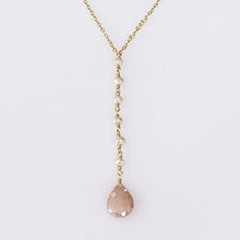Load image into Gallery viewer, Peach Moonstone Yoga Pendant Necklace