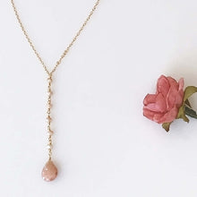 Load image into Gallery viewer, Peach Moonstone Yoga Pendant Necklace
