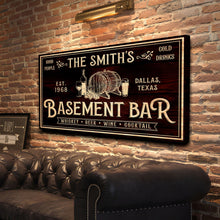 Load image into Gallery viewer, Personalized Basement Bar Sign