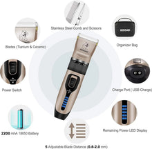 Load image into Gallery viewer, Pet Grooming Clippers Kit – Quiet Cordless Rechargeable Trimmer &amp; Paw Shaver for Dogs &amp; Cats