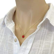 Load image into Gallery viewer, Strawberry Necklace Gold Dainty Fruit Jewelry Cute Minimal Pendant