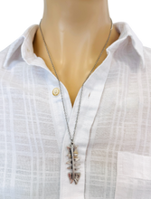 Load image into Gallery viewer, Vintage Fish Bone Necklace Silver Skeleton Pendant Quirky Jewelry
