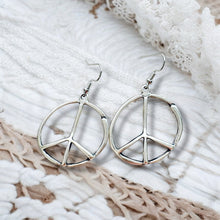 Load image into Gallery viewer, Peace Sign Earrings Boho Hippie Symbol Silver Bronze Dangle Jewelry