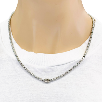 Vintage Zodiac Necklace Stainless Steel Box Chain Astrology Jewelry for Men