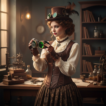 Load image into Gallery viewer, Handmade Victorian Steampunk Goggles with Loupe - blue, red, purple, black, clear, green, light blue lenses