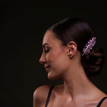 Load image into Gallery viewer, Elegant Pink Crystal Leaf Hair Comb Set