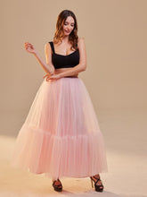 Load image into Gallery viewer, Pink Layered Tulle Skirt , Ruffled Maxi Skirt for Women, Long Tulle Skirt, Elegant Bridesmaid Skirt,