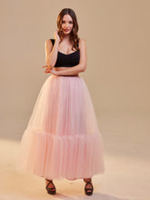 Load image into Gallery viewer, Pink Layered Tulle Skirt , Ruffled Maxi Skirt for Women, Long Tulle Skirt, Elegant Bridesmaid Skirt,
