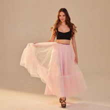 Load image into Gallery viewer, Pink Layered Tulle Skirt , Ruffled Maxi Skirt for Women, Long Tulle Skirt, Elegant Bridesmaid Skirt,