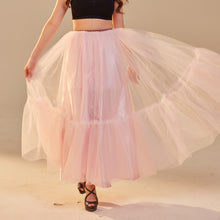 Load image into Gallery viewer, Pink Layered Tulle Skirt , Ruffled Maxi Skirt for Women, Long Tulle Skirt, Elegant Bridesmaid Skirt,