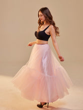 Load image into Gallery viewer, Pink Layered Tulle Skirt , Ruffled Maxi Skirt for Women, Long Tulle Skirt, Elegant Bridesmaid Skirt,