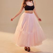 Load image into Gallery viewer, Pink Layered Tulle Skirt , Ruffled Maxi Skirt for Women, Long Tulle Skirt, Elegant Bridesmaid Skirt,