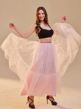Load image into Gallery viewer, Pink Layered Tulle Skirt , Ruffled Maxi Skirt for Women, Long Tulle Skirt, Elegant Bridesmaid Skirt,