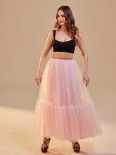 Load image into Gallery viewer, Pink Layered Tulle Skirt , Ruffled Maxi Skirt for Women, Long Tulle Skirt, Elegant Bridesmaid Skirt,