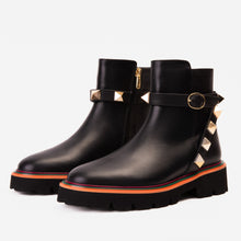 Load image into Gallery viewer, The Prag Black Leather Ankle Women Boot