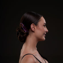 Load image into Gallery viewer, Iridescent Purple Crystal 2-Piece Hair Comb Set