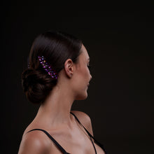 Load image into Gallery viewer, Iridescent Purple Crystal 2-Piece Hair Comb Set